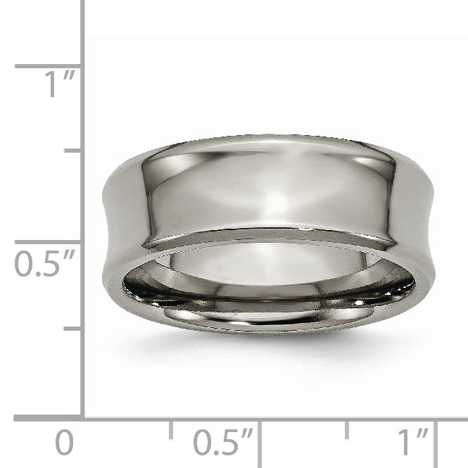 Titanium Polished Concave Unisex Wedding Band 8mm Beveled Edge Engravable