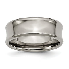 Titanium Polished Concave 8mm Beveled Edge Band