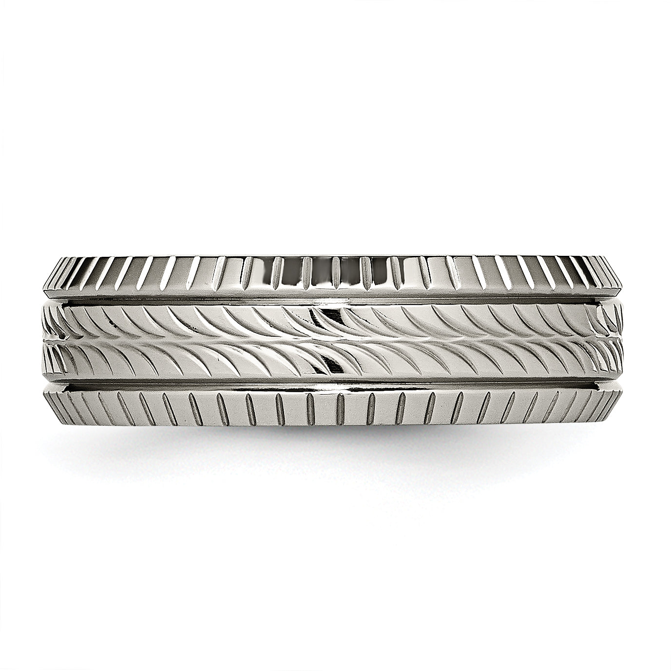 Titanium Polished 7mm Unisex Grooved Wedding Band by Sophia Jewelers