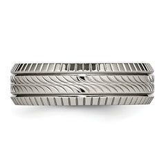 Titanium Polished 7mm Unisex Grooved Wedding Band by Sophia Jewelers