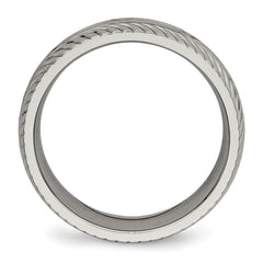 Titanium Unisex Wedding Band with Polished Diamond-Cut Finish