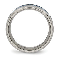 Titanium Polished with Light Blue Carbon Fiber Inlay 8mm Band