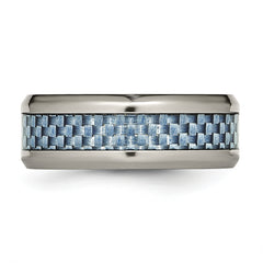 Titanium Polished with Light Blue Carbon Fiber Inlay 8mm Band