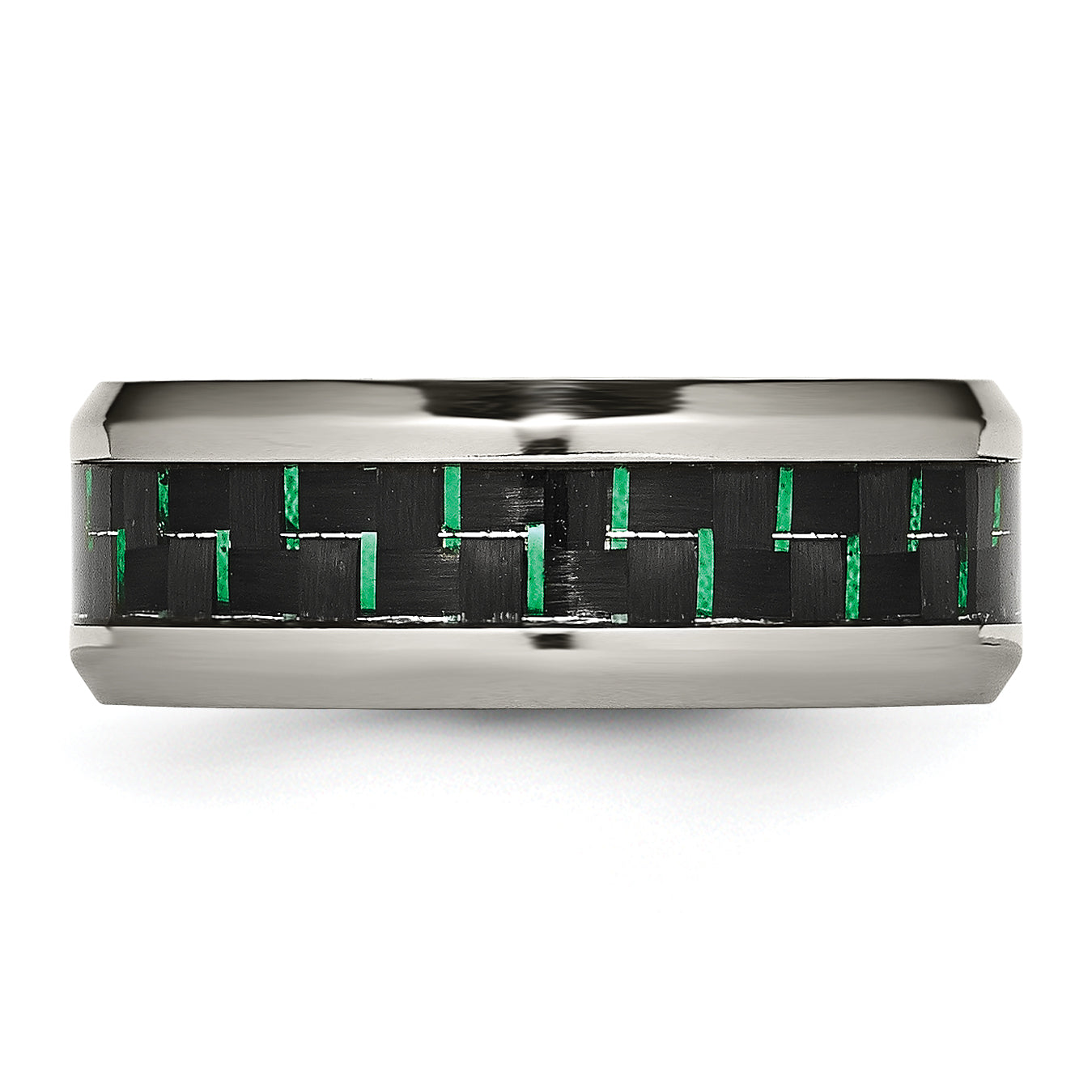 Titanium Wedding Band with Black & Green Carbon Fiber Inlay Unisex