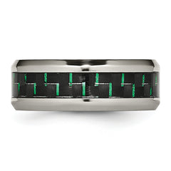 Titanium Polished with Black and Green Carbon Fiber Inlay 8mm Band