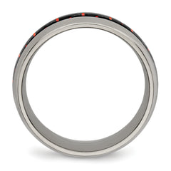 Titanium Unisex Wedding Band with Black & Red Carbon Fiber Inlay