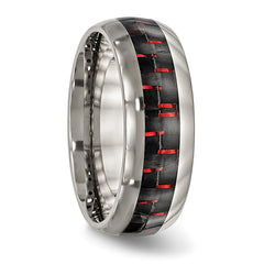 Titanium Unisex Wedding Band with Black & Red Carbon Fiber Inlay