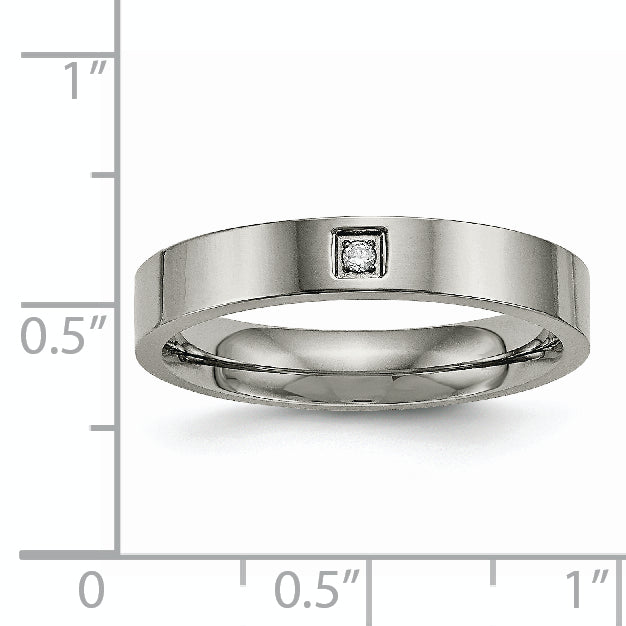 Titanium CZ Wedding Band with Polished Comfort Fit