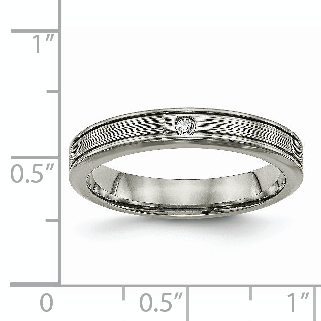 Titanium Comfort Fit Wedding Band with CZ Polished Unisex Design