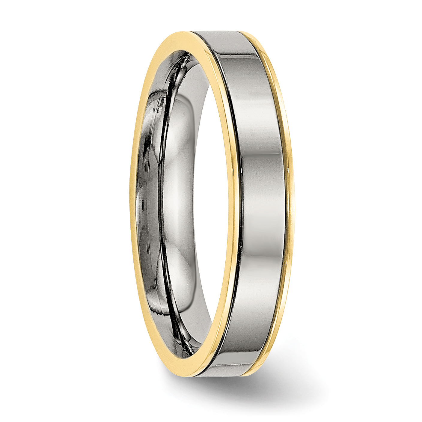 Sophia Jewelers Titanium Unisex Grooved Gold-Tone Comfort Fit Wedding Band