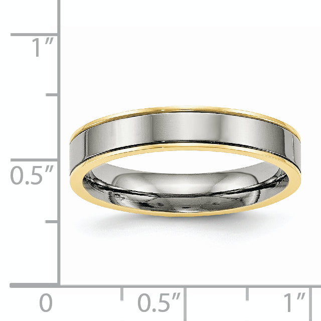 Sophia Jewelers Titanium Unisex Grooved Gold-Tone Comfort Fit Wedding Band