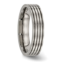 Titanium Grooved Wedding Band with Polished Finish Unisex Comfort Fit