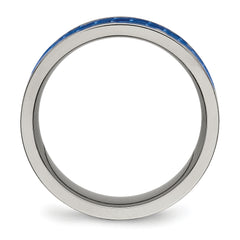 Titanium Polished with Blue Carbon Fiber Inlay 8mm Flat Band