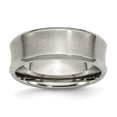 Titanium Brushed and Polished Concave 8mm Beveled Edge Band