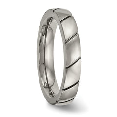 Sophia Jewelers Titanium Polished Unisex 4mm Grooved Wedding Band