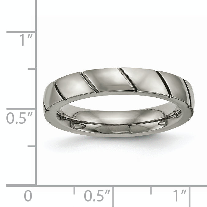 Sophia Jewelers Titanium Polished Unisex 4mm Grooved Wedding Band