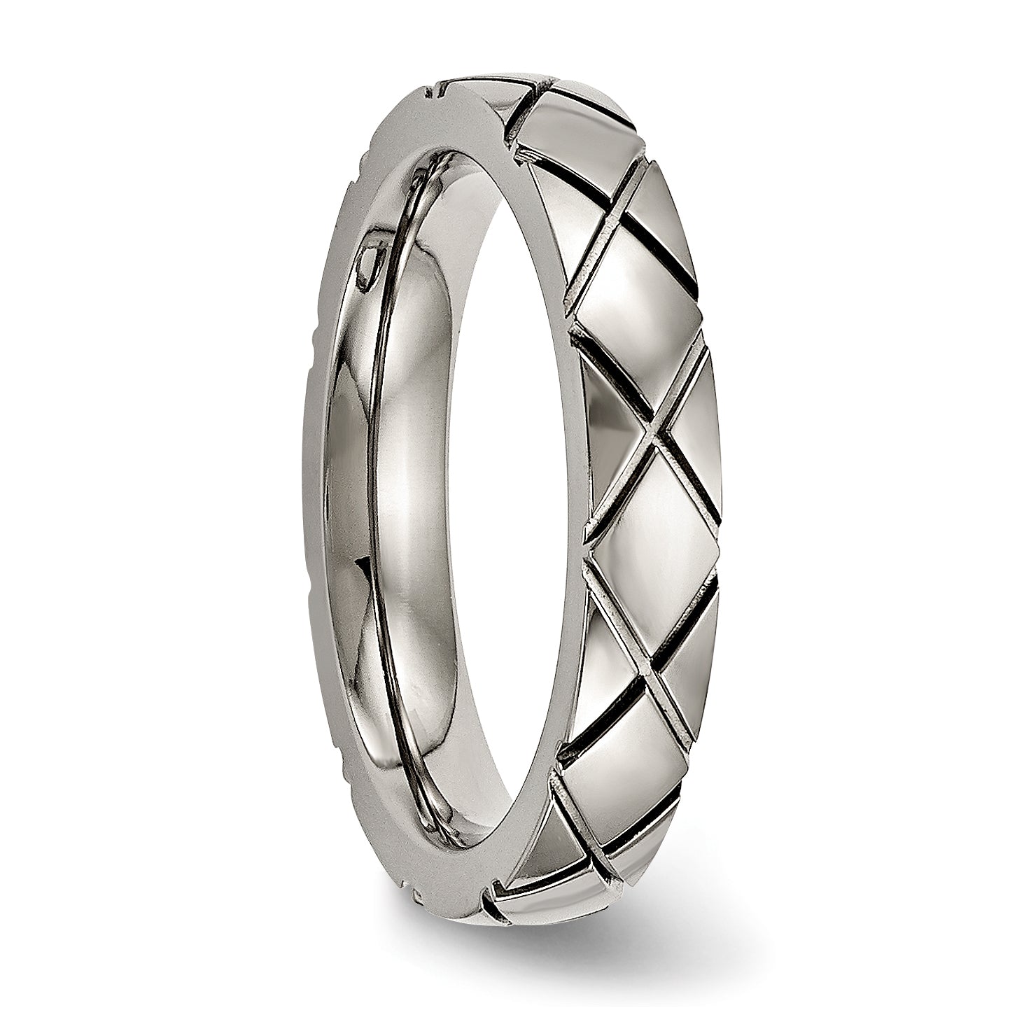 Titanium Polished Unisex 4mm Grooved Wedding Band by Sophia Jewelers