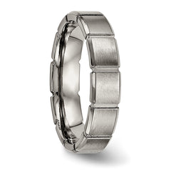 Titanium Unisex Wedding Band with Grooved Brushed & Polished Finish