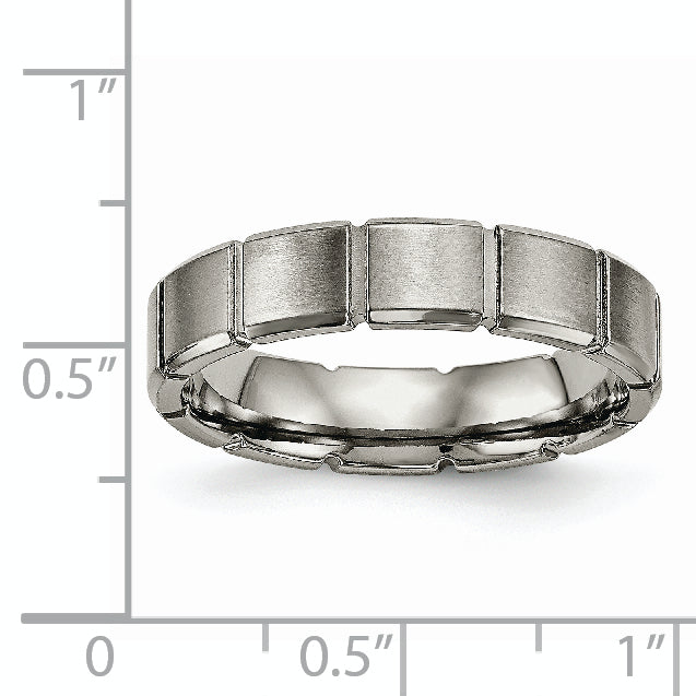 Titanium Unisex Wedding Band with Grooved Brushed & Polished Finish