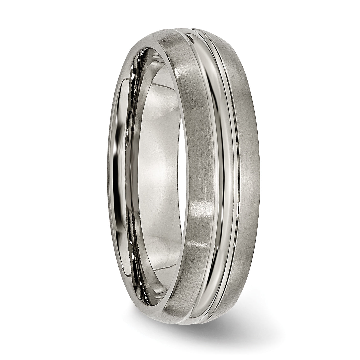 Titanium Grooved Wedding Band with Polished Finish Unisex 8mm