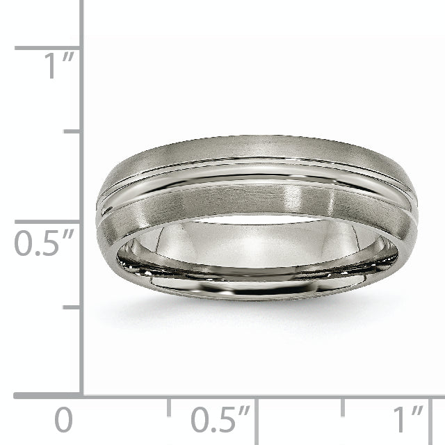 Titanium Grooved Wedding Band with Polished Finish Unisex 8mm