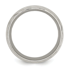 Titanium Polished with Brushed Center and Grooved Edge 8mm Band