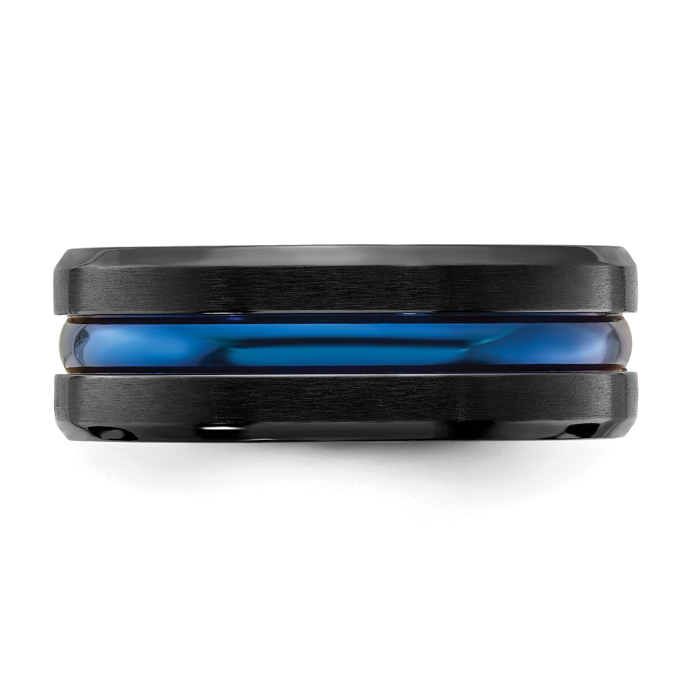 Black Titanium Brushed with Polished Blue IP-plated Center 8mm Band