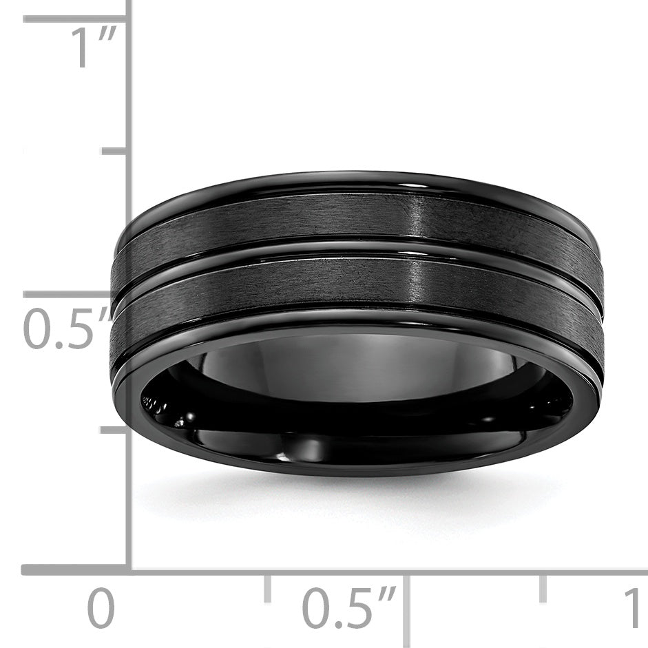 Titanium Black IP-plated Brushed and Polished 8mm Band