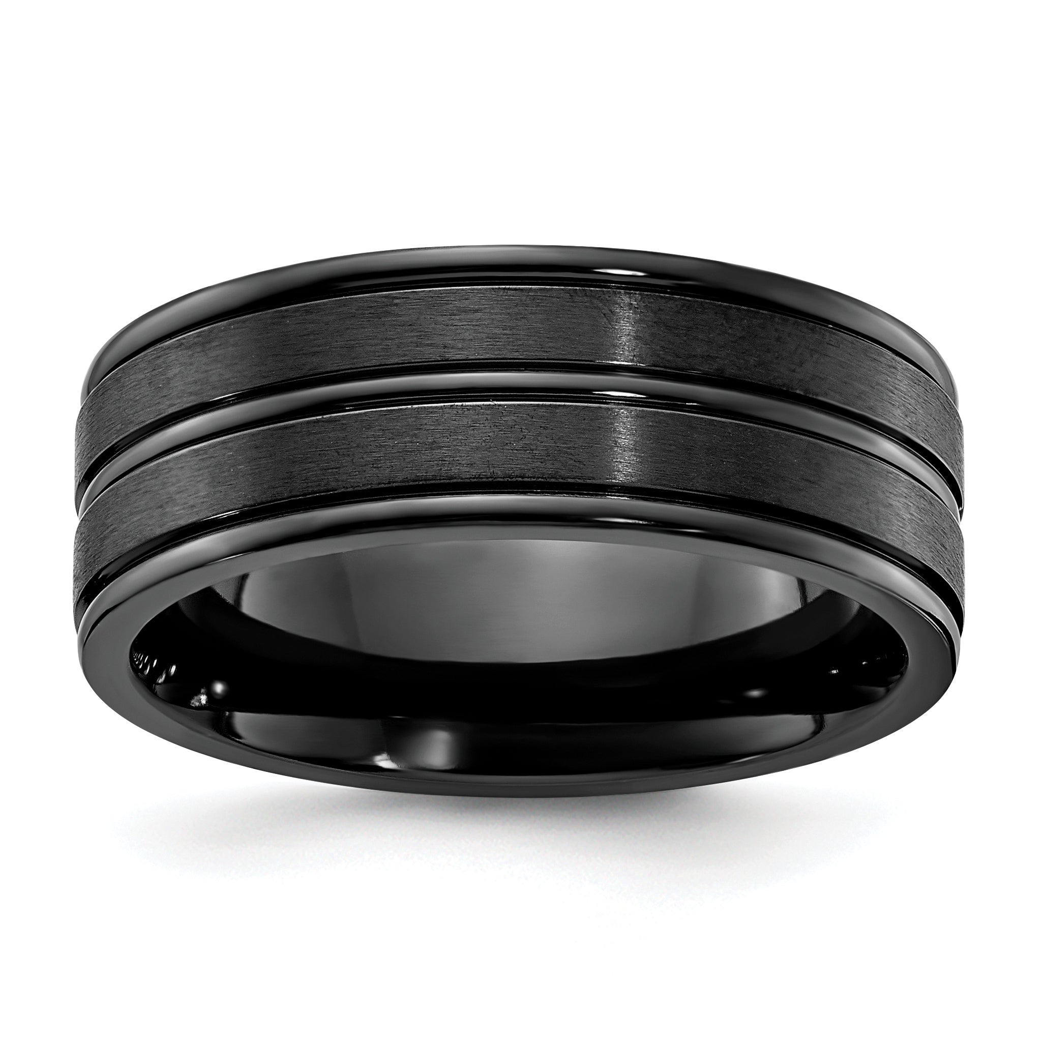 Titanium Black IP-plated Brushed and Polished 8mm Band