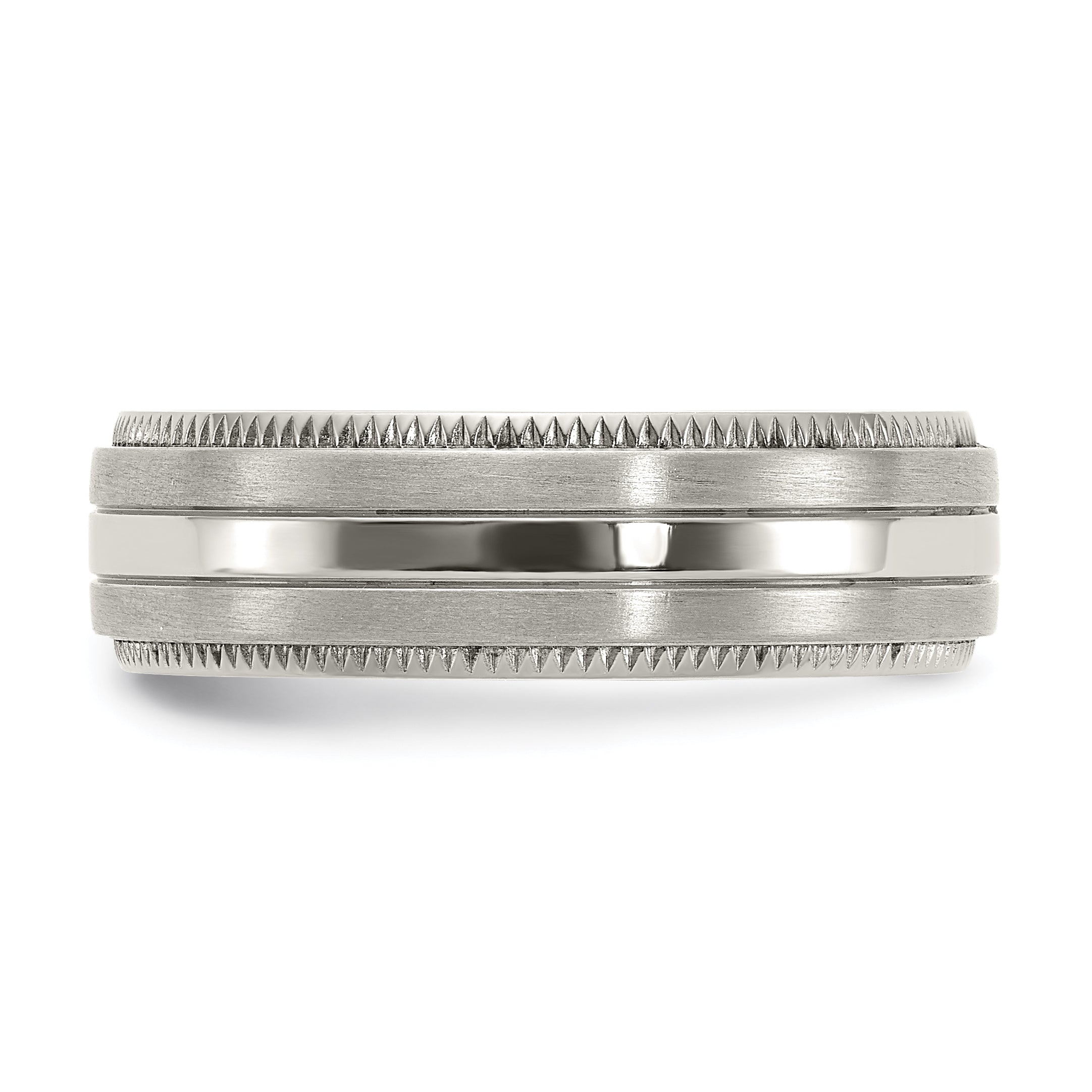 Titanium Brushed and Polished Textured Edge 7mm Band