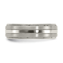 Titanium Brushed and Polished Textured Edge 7mm Band