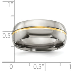 Titanium Yellow IP-plated Grooved 8mm Polished Band