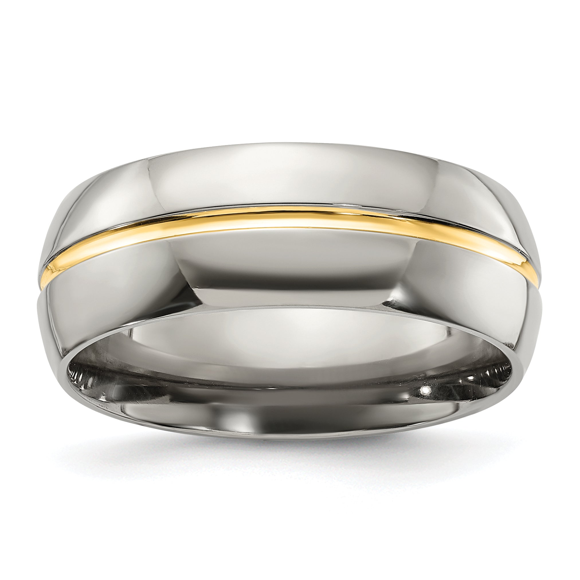 Titanium Yellow IP-plated Grooved 8mm Polished Band