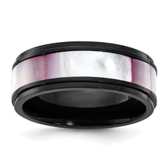 Titanium Black IP-plated Pink Mother of Pearl Inlay 8mm Band