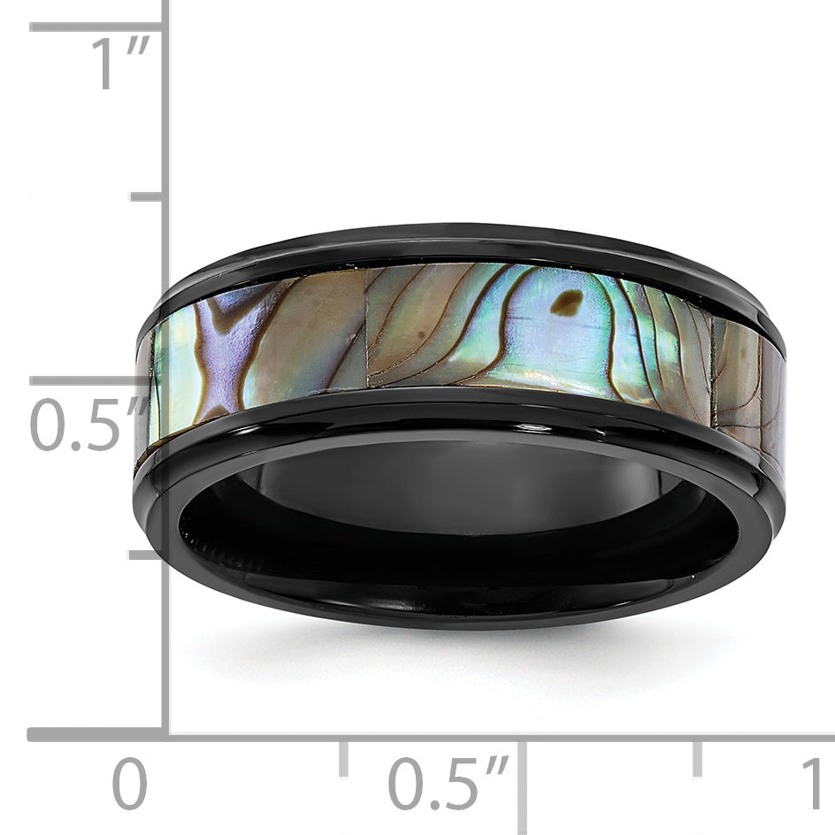 Titanium Black IP-plated Mother of Pearl Inlay 8mm Band