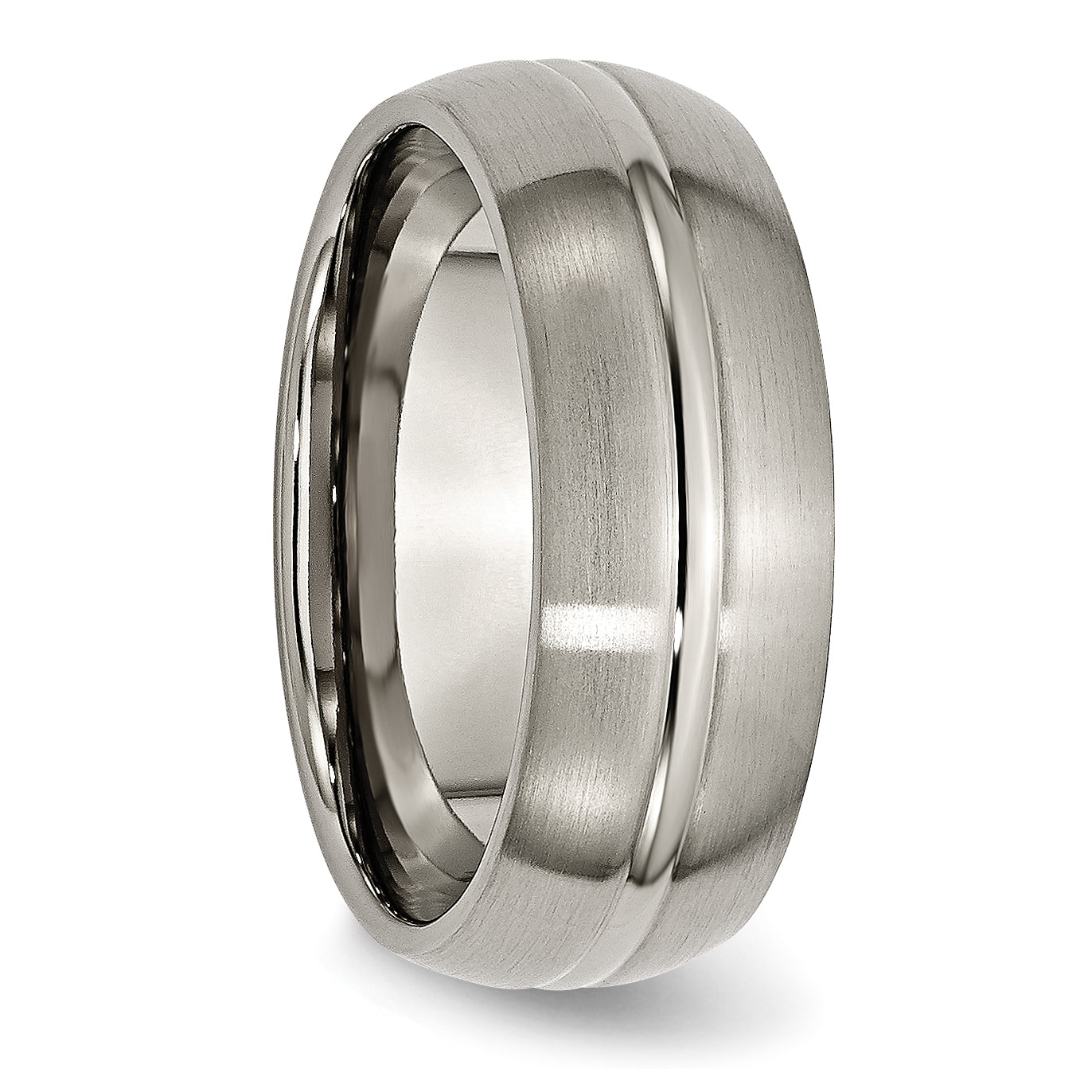 Titanium Brushed Center Grooved Unisex Wedding Band 8mm Engravable