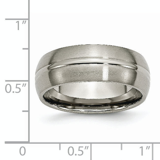 Titanium Brushed Center Grooved Unisex Wedding Band 8mm Engravable