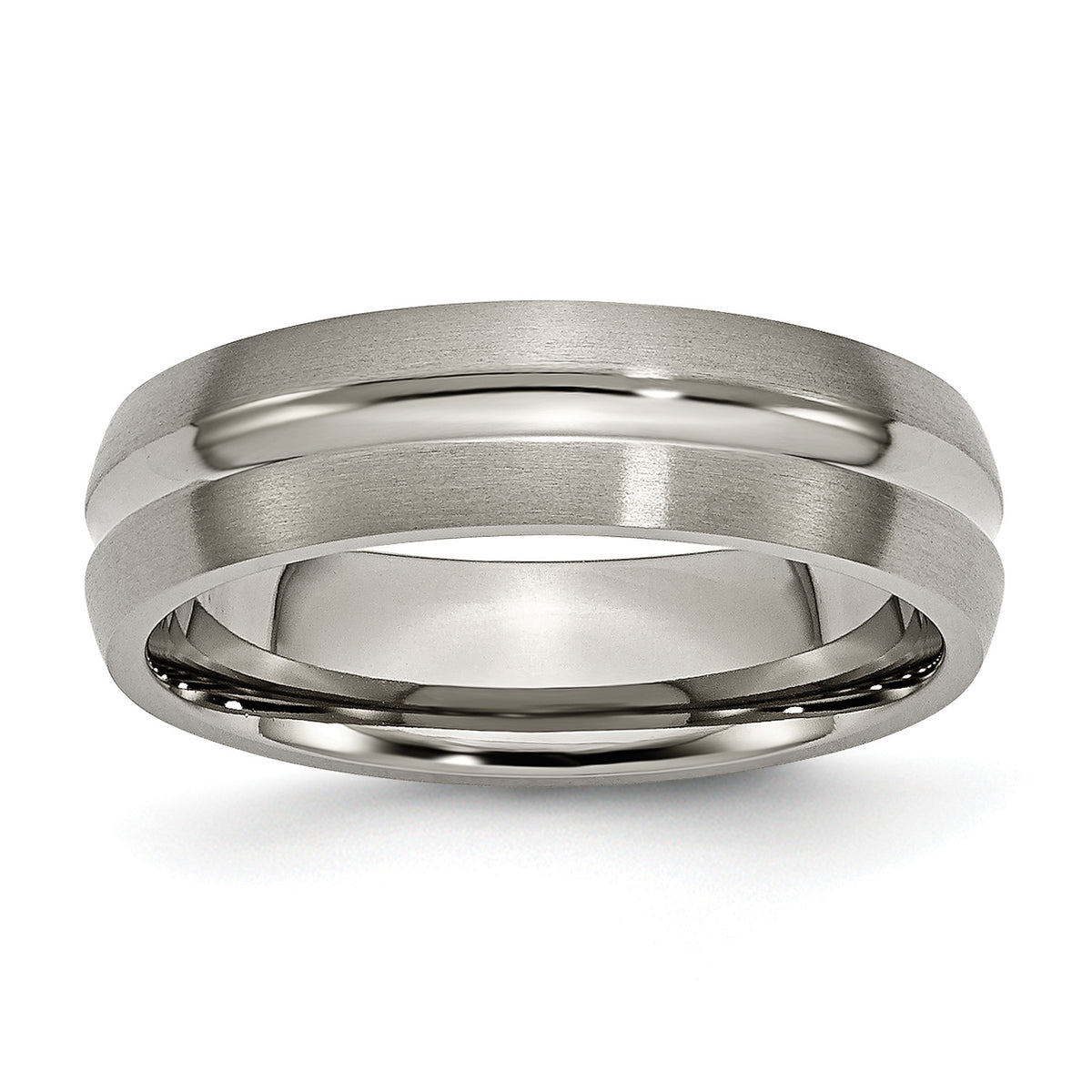 Titanium Brushed and Polished 6mm Grooved Band