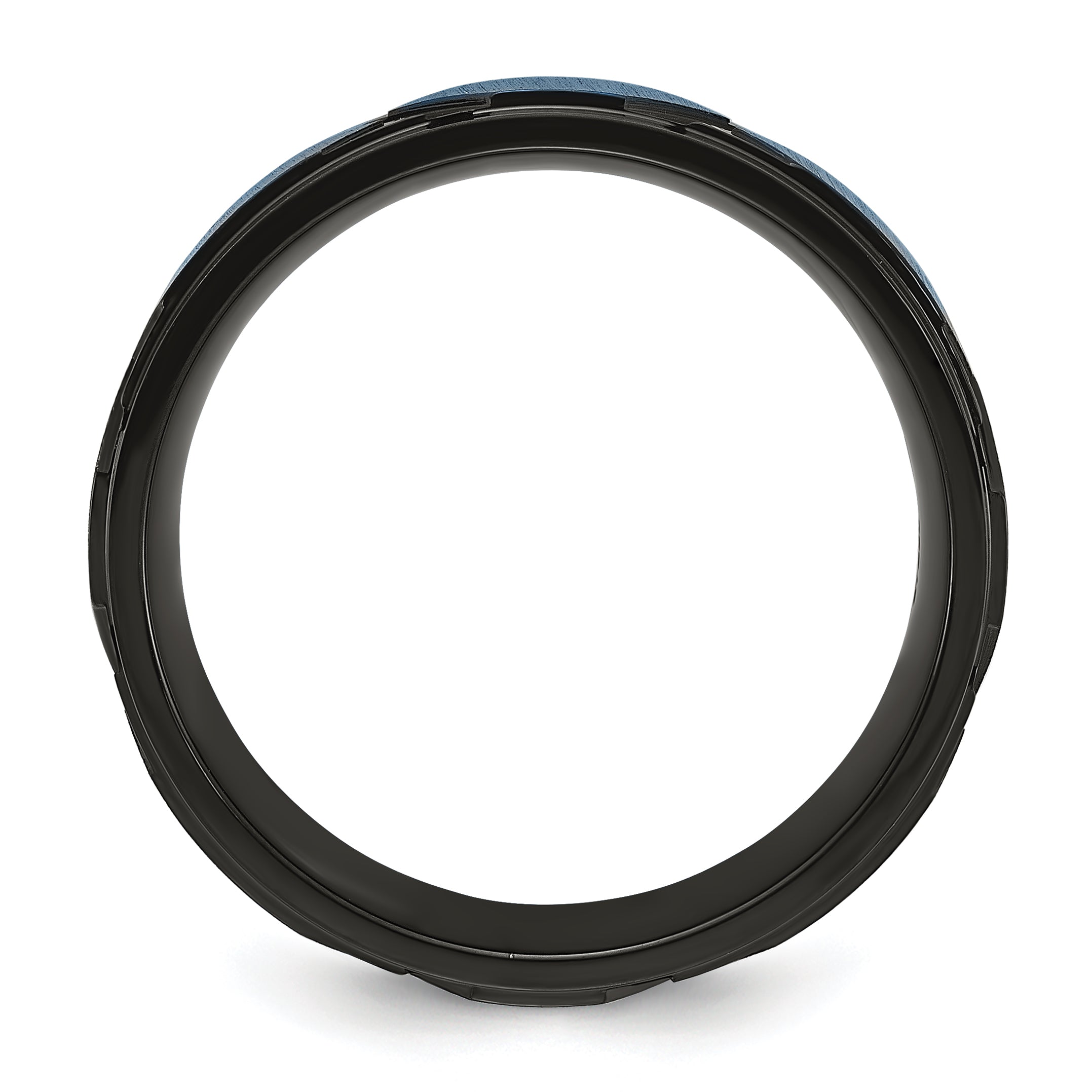 Titanium Brushed and Polished Black and Blue IP-plated 8mm Band