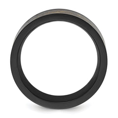 Titanium Polished Black IP-plated with Black and Gold Foil Inlay 8mm Band