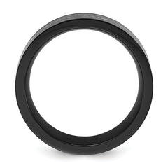 Titanium Polished Black IP-plated with Black and Silver Foil Inlay 8mm Band