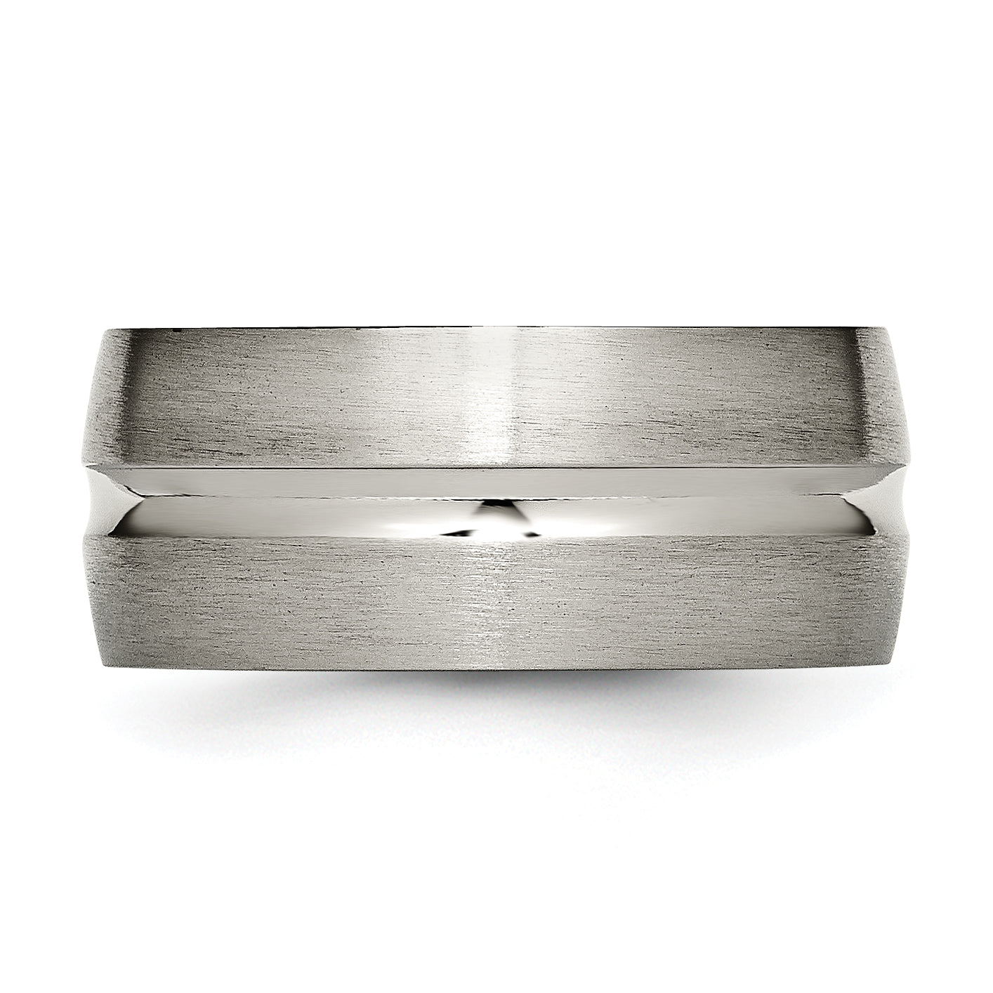 Titanium 10mm Grooved Unisex Wedding Band with Polished & Brushed Finish