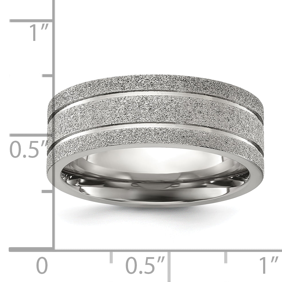 Titanium Polished Laser-cut Grooved 8mm Band