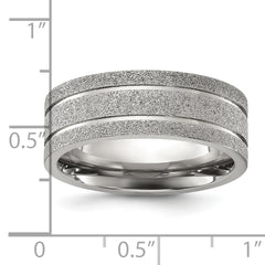 Titanium Polished Laser-cut Grooved 8mm Band