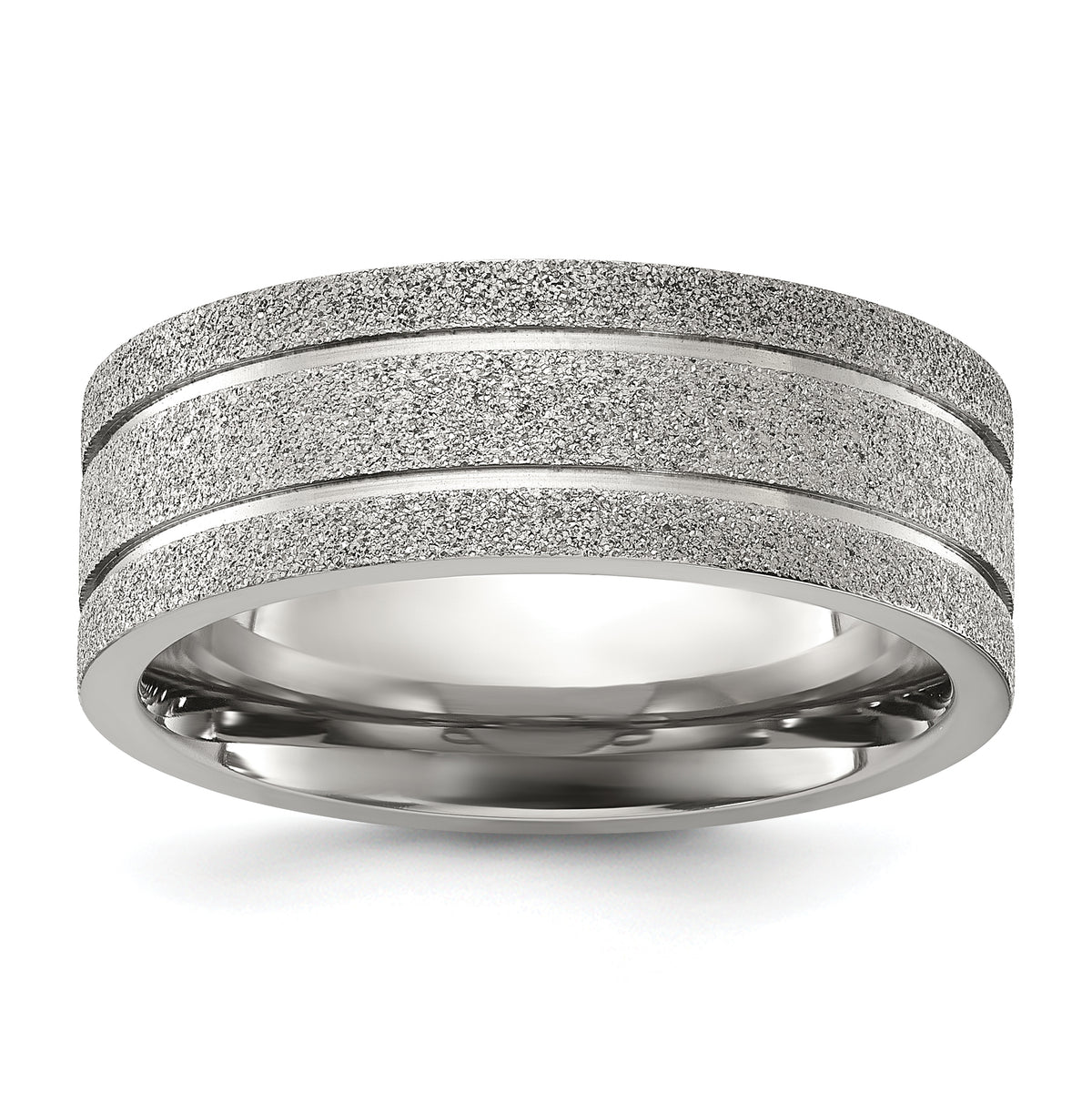 Titanium Polished Laser-cut Grooved 8mm Band