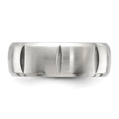 Titanium Brushed and Polished Grooved 8mm Band