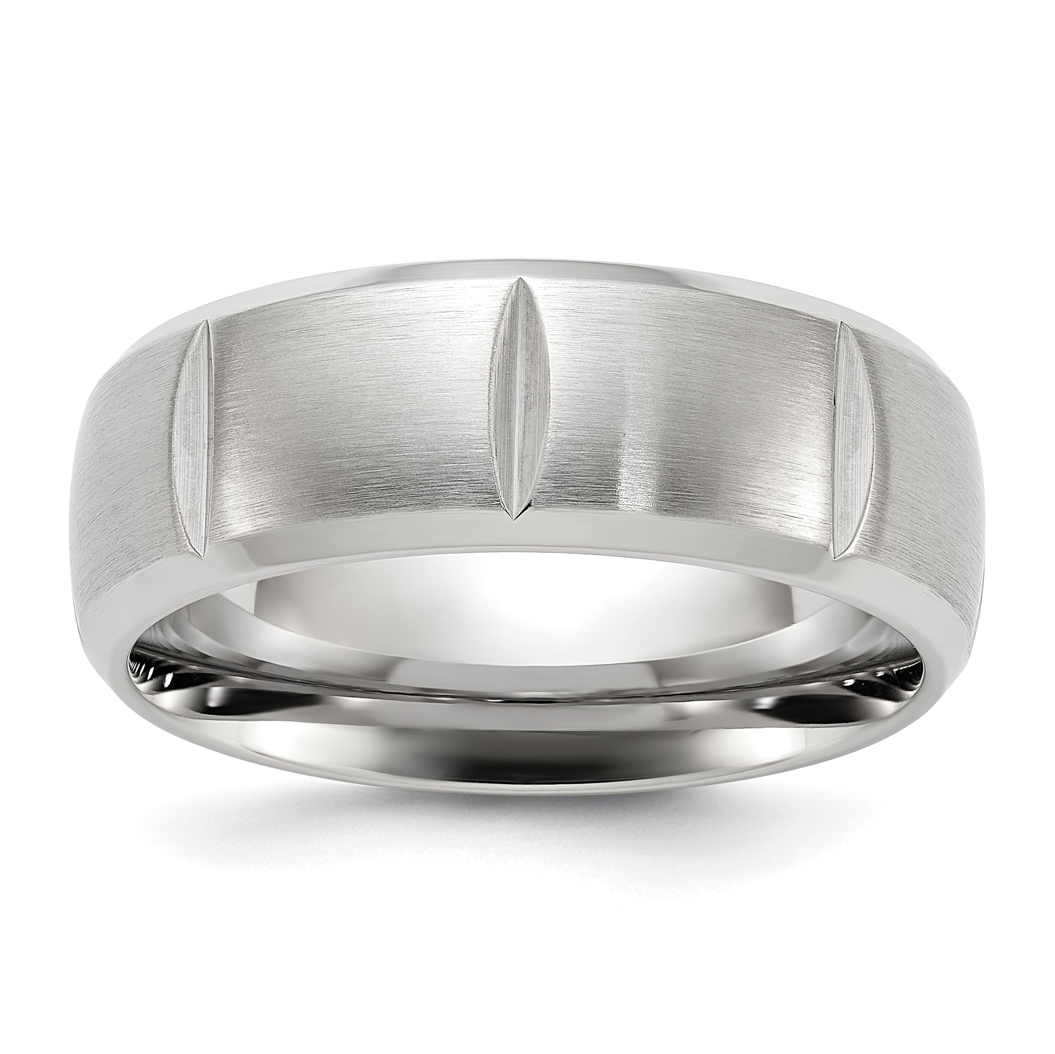 Titanium Brushed and Polished Grooved 8mm Band