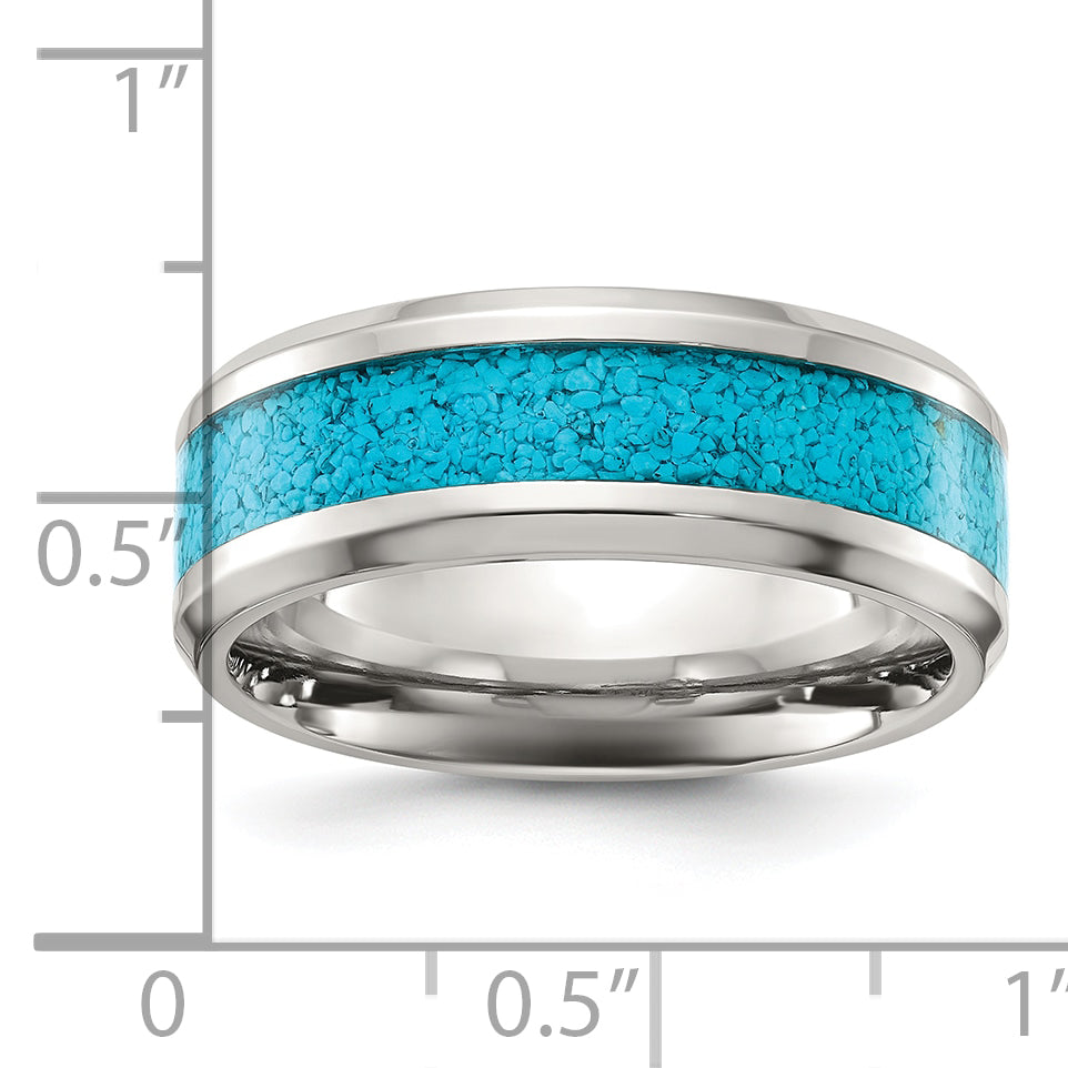 Titanium Polished with Turquoise Inlay 8mm Band