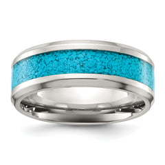 Titanium Polished with Turquoise Inlay 8mm Band