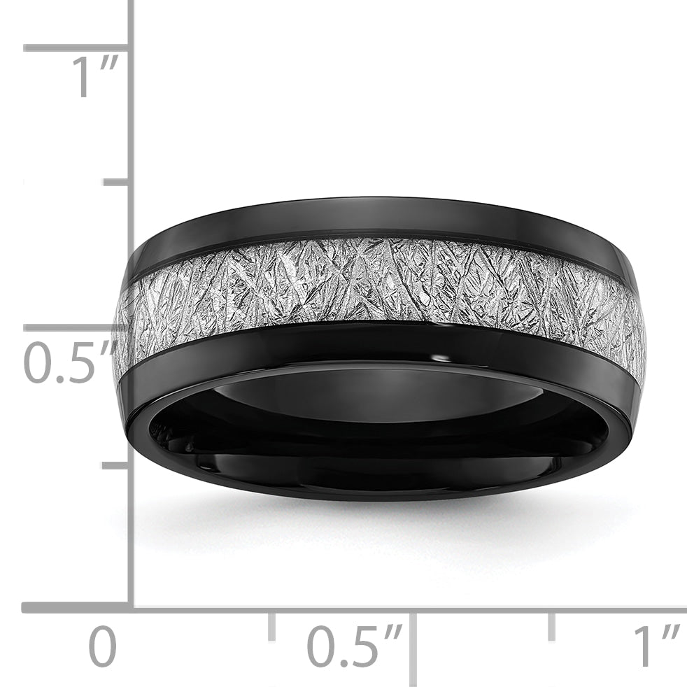 Titanium Polished Black IP-plated with Imitation Meteorite Inlay 8mm Band